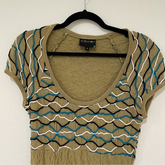 Vintage Coogi Sweater Dress Green Midi Womens Size Small Short Sleeve - Picture 5 of 5